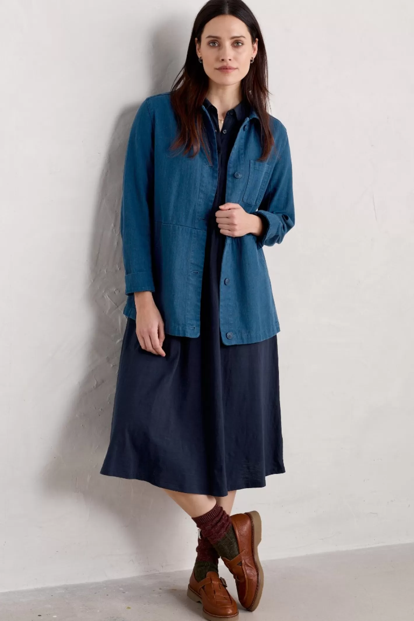 Clearance Mainland Jersey Midi Shirt Dress (Gots) Women Dresses