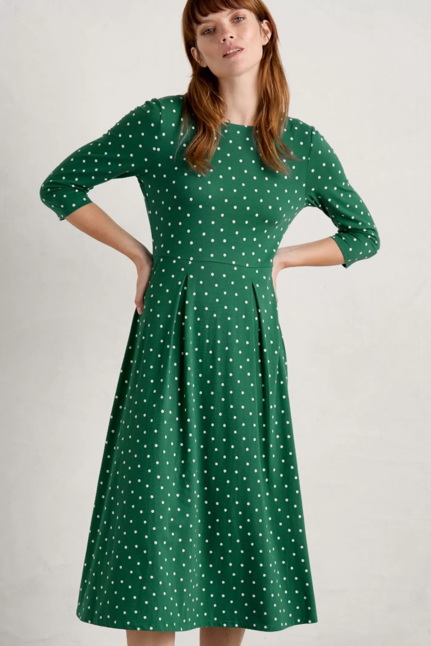 Cheap Wild Bouquet 3/4 Sleeve Midi Dress Women Dresses